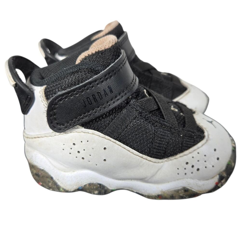 Nike Jordan 6‎ Rings Shoes Toddler Size 4C White Black Crater Easy On DV3179-100